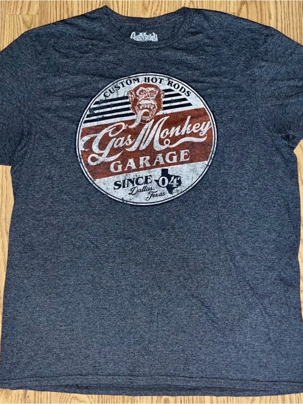 Gas Monkey Garage Men's Grey Charcoal Graphic Tee Adult Large Hot Rods Racing
